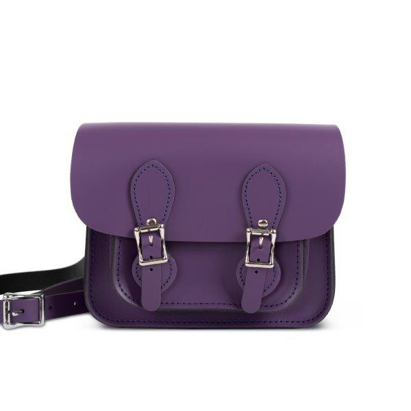 Freya Premium Leather Mini Satchel Bag in Aubergine