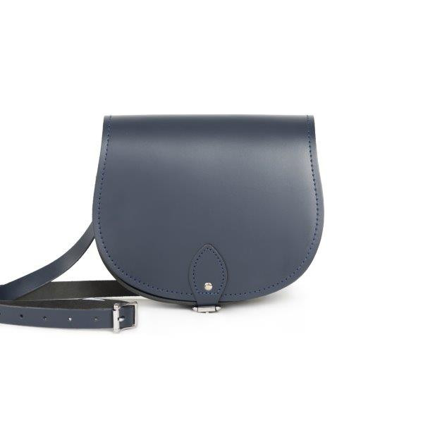 Avery Premium Leather Saddle Bag in Navy Blue