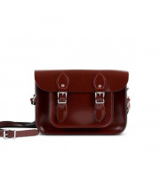 Charlotte Premium Leather 11" Satchel in Oxblood Patent