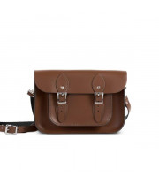 Charlotte Premium Leather 11" Satchel in Dark Brown 
