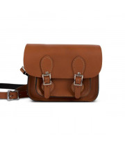 Freya Premium Leather Mini Satchel Bag in Dark Tan