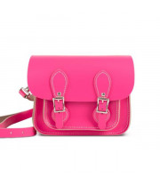 Freya Premium Leather Mini Satchel Bag in Bright Pink
