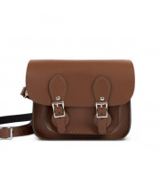 Freya Premium Leather Mini Satchel in Dark Brown