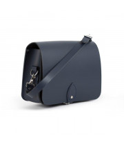 Riley Premium Leather Saddle Bag in Navy Blue