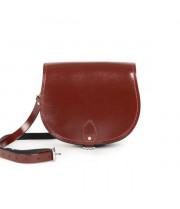 Avery Premium Leather Saddle Bag in Oxblood Patent