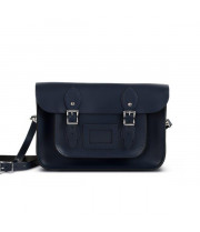 Charlotte Premium Leather 12.5" Satchel in Navy Blue