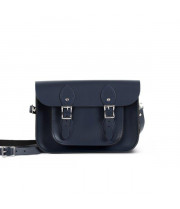 Charlotte Premium Leather 11" Satchel in Navy Blue