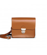 Sofia Premium Leather Crossbody Bag in Dark Tan