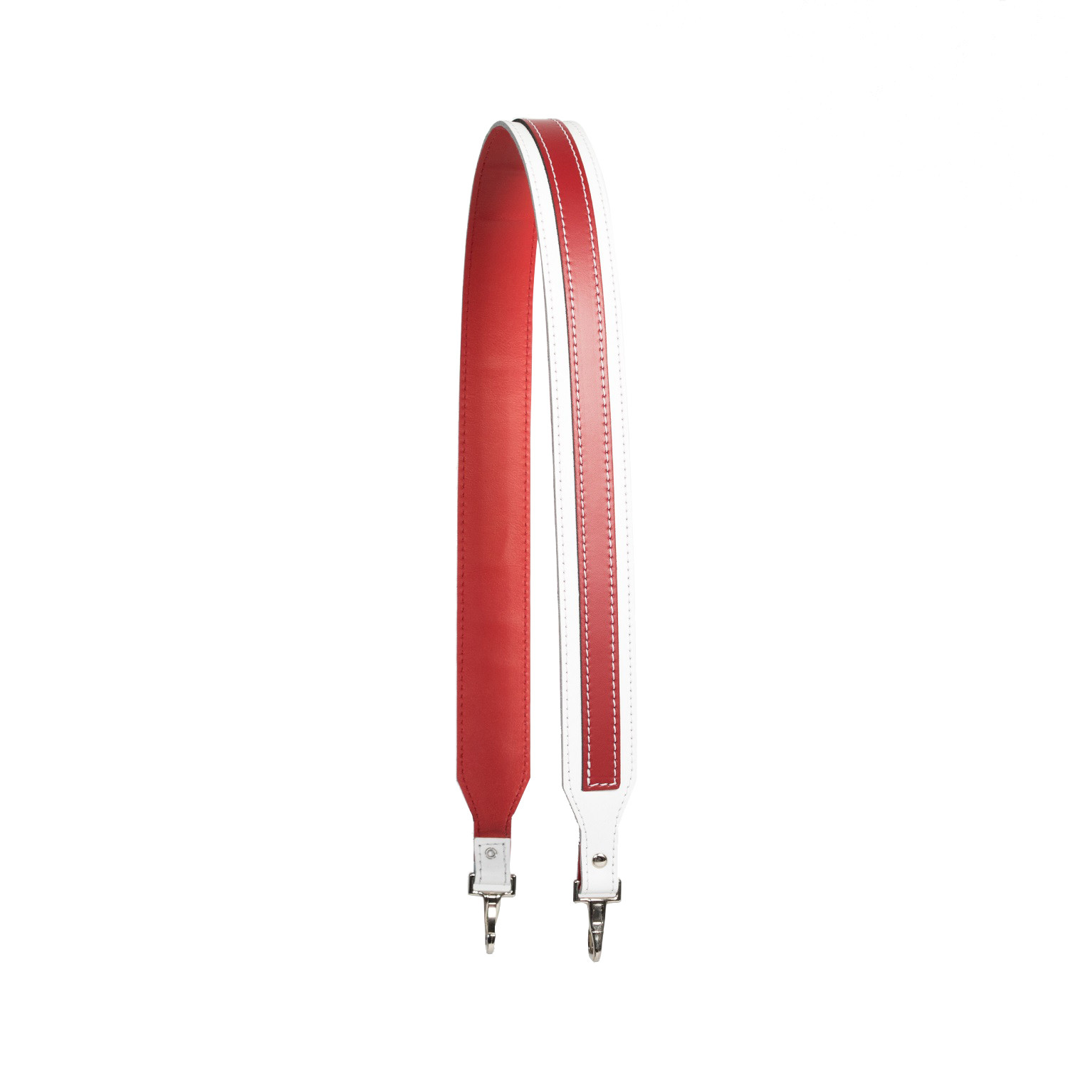 Stella Premium Leather Shoulder Strap in Scarlet Red/White