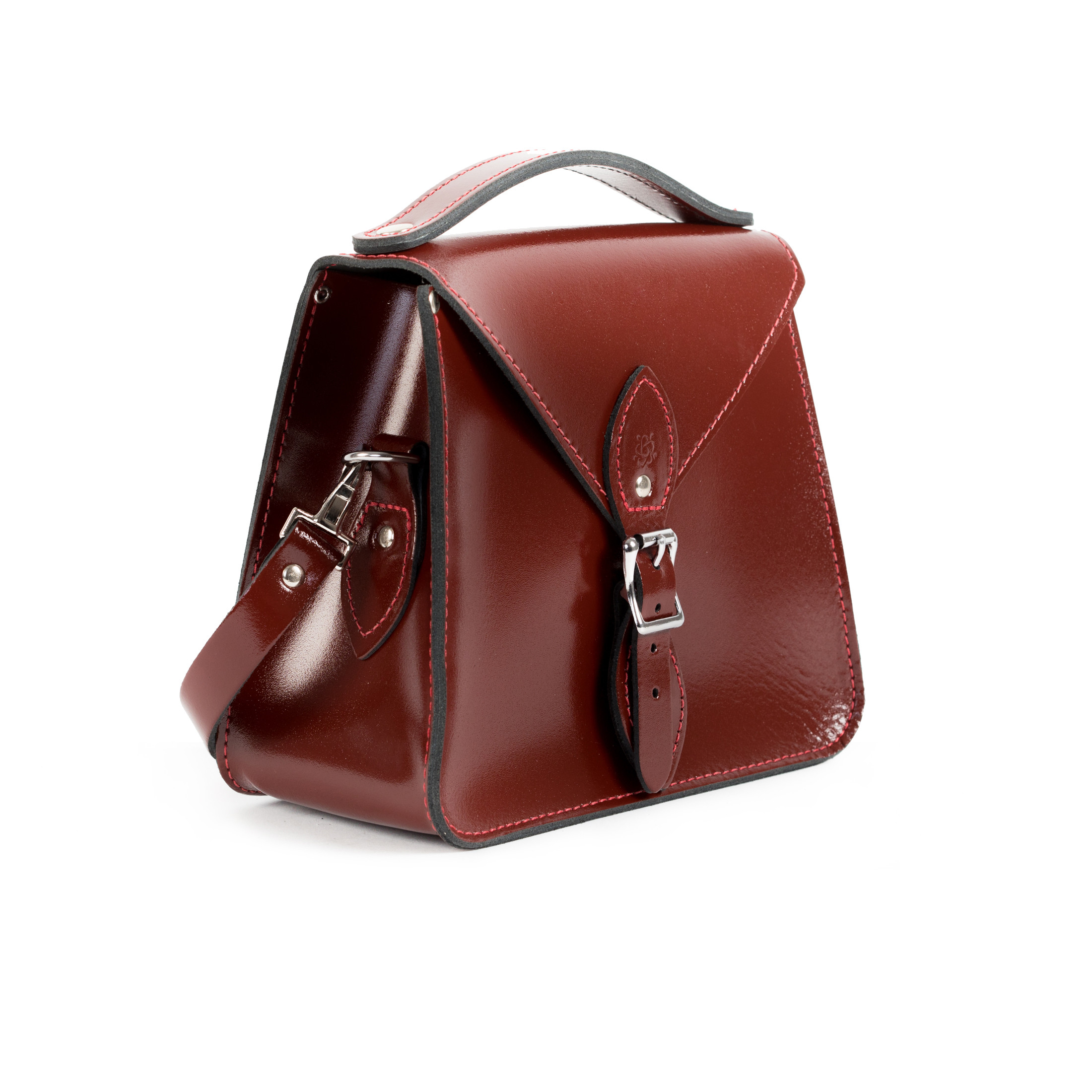 Esme Premium Leather Crossbody Bag in Oxblood Patent 