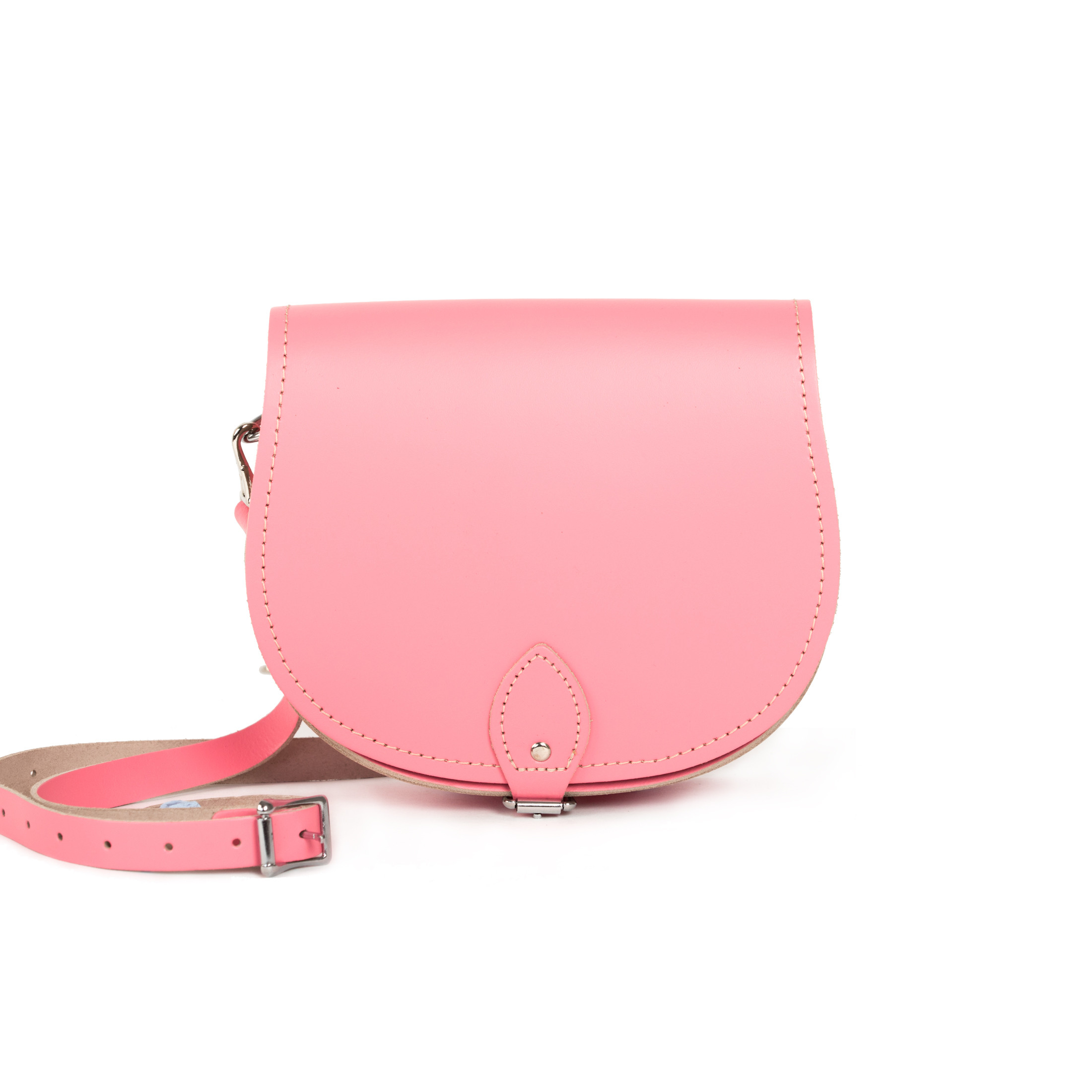 Avery Premium Leather Saddle Bag in Pastel Pink