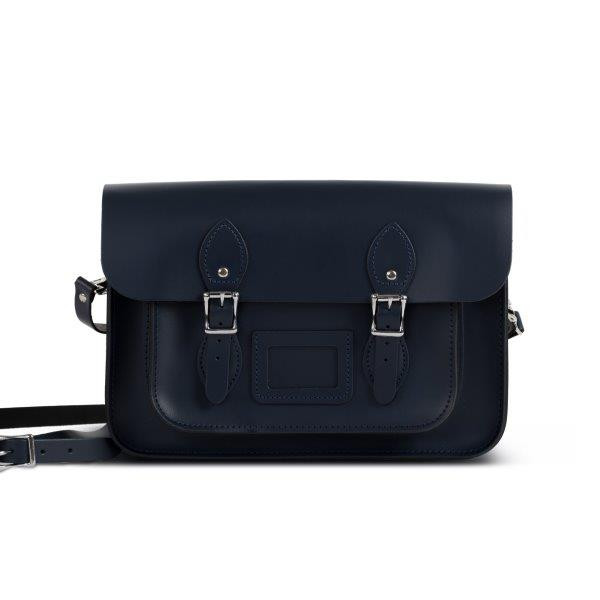 Charlotte Premium Leather 13" Satchel in Navy Blue