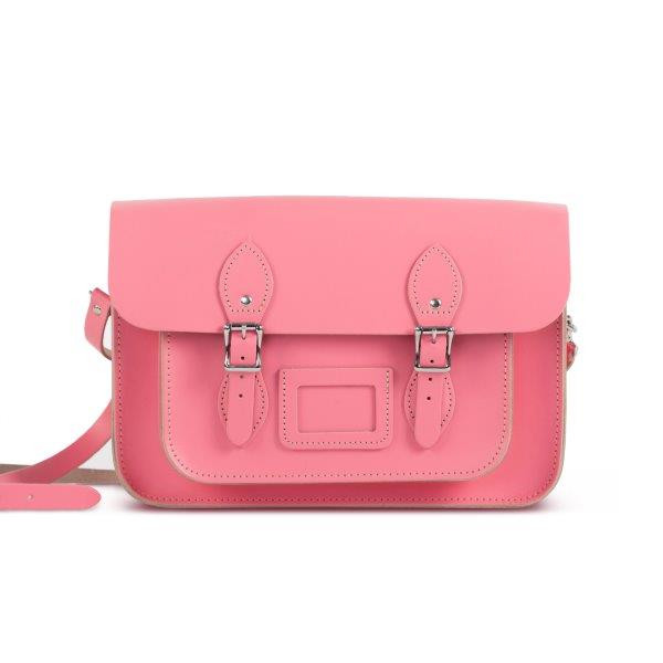 Charlotte Premium Leather 13" Satchel in Pastel Pink