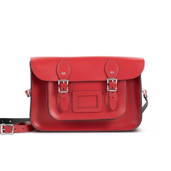 Charlotte Premium Leather 13" Satchel in Scarlet Red