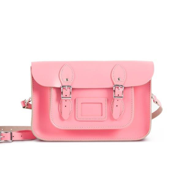 Charlotte Premium Leather 12.5" Satchel in Pastel Pink