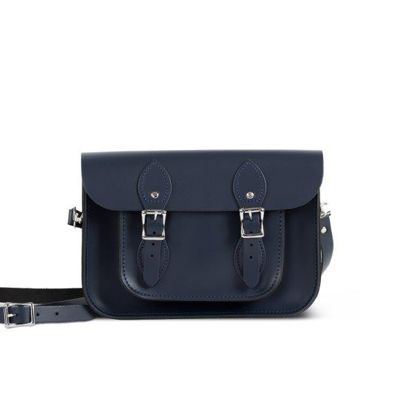 Charlotte Premium Leather 11" Satchel in Navy Blue