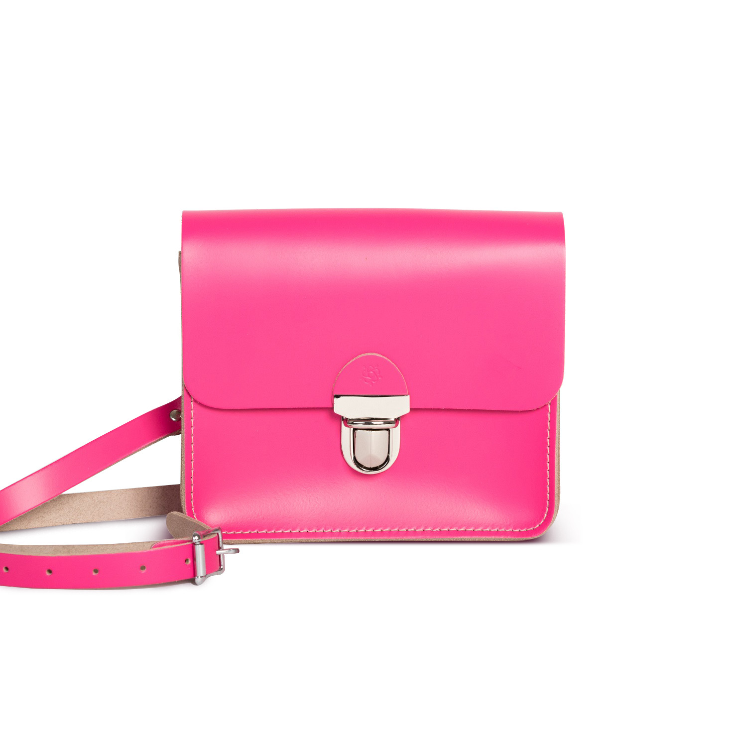 Sofia Premium Leather Crossbody Bag in Bright Pink 
